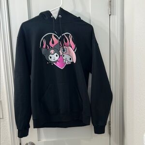 Sanrio Black Hoodie with Pink and White Character Design